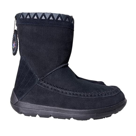Manitobah Winter Boot Reflections Womens 10 Black WR Suede Shearling Lined - Picture 1 of 13